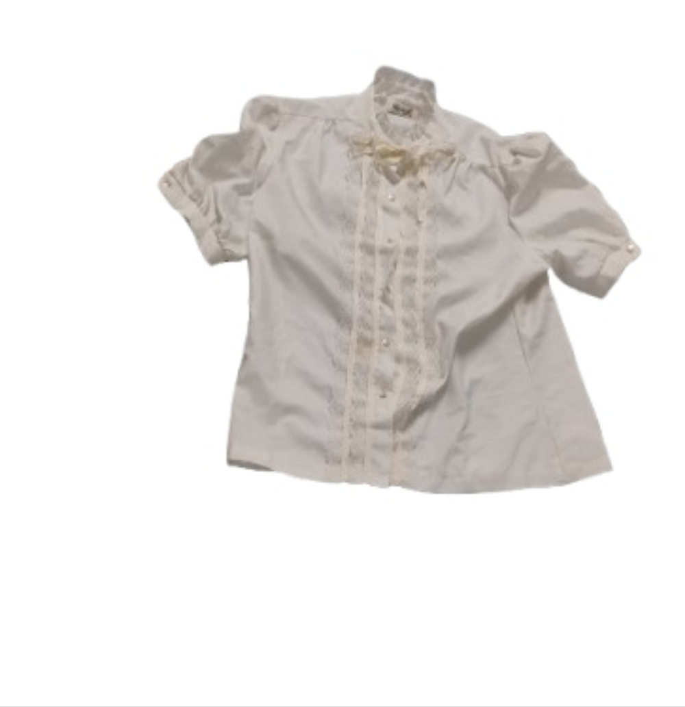 Vintage 1970s Rhoda Lee Puff Short Sleeve Button Down Shirt Cottagecore